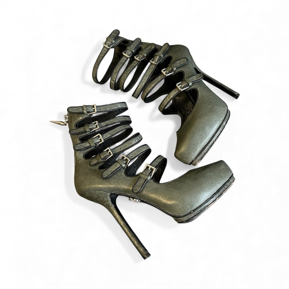 Rock & Republic‎ Amari High Heels Womens 36.5 Cage Gladiator Stripper Shoes Gray